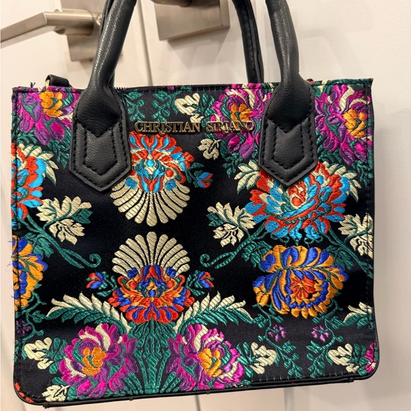 Christian Siriano Black Floral Satchel - Picture 2 of 5